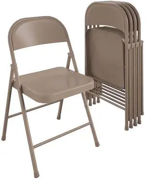 SmartFold All-Steel Folding Chair, 4-Pack, Antique Linen