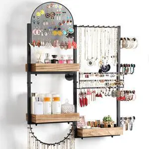 Jewelry Organizer - Large Wall Mount Hanging Jewelry Holder Display for Earrings, Rings, Necklaces, Bracelets, Makeup, Perfume & Watches