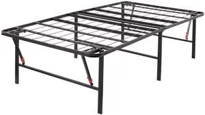 Bed Frame with Storage, Foldable Metal Platform, Sturdy Steel, No Box Spring Needed, 18 inches High, Tool-Free Setup, Twin Size, Black