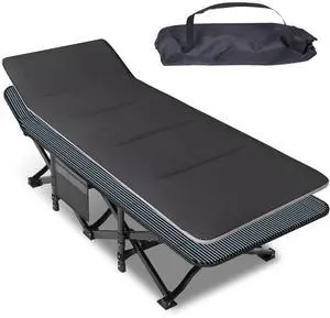 Camping Cot for Adults, Folding Bed with Comfortable Cushion, Tent Portable Sleeping Bed with Carry Bag for Camp Office Use Outdoor Cot Bed for Traveling Supports 450 lbs