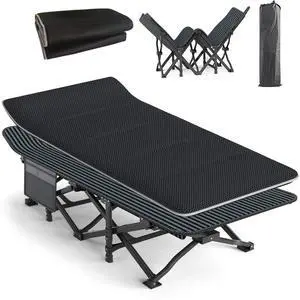 Camping Cot for Adults with Cushion Comfortable, Tent Folding Cot for Sleeping, Lightweight Folding Bed with Carry Bag Supports 450 lbs