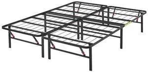 Bed Frame with Storage, Foldable Metal Platform, Sturdy Steel, No Box Spring Needed, 14 inches High, Tool-Free Setup, Full Size, Black