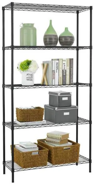Wire Shelving Unit Commercial Metal Shelf Adjustable Layer Rack Strong Steel for Restaurant Garage Pantry Kitchen Garage (36×14×72, Black)