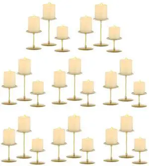 Pillar Candle Holders Candle Plates - Set of 24 Candelabra Candle Stand Iron Plate Minimalism Modern Home Mantel Dinning Table Christmas Decorations Centerpiece for Wedding, Party, Events, Gold