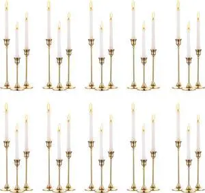 Gold Candle Holders Set -30pcs Taper Candle Holder for Candlesticks, Tall Metal Candlestick Holders for Table Centerpiece, Home Decor, Fits 3/4 Inch Thick Candles (Gold, 10 Sets(30 Pcs))