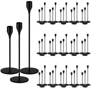 48 Pack Candle Holders Taper Candle Holders Tall Metal Candle Stands Holders for Table Centerpiece Modern Pillar & Home Wedding Decor, Matte Black