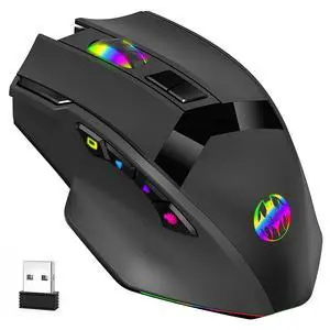 Wireless Gaming Mouse, 10 Buttons, 19K DPI Adjustable, Bluetooth 2.4GHz Dual Mode, Lightweight Design with RGB Breathing Light - Quiet Click for Gaming & Office, Multi-Platform Compatible