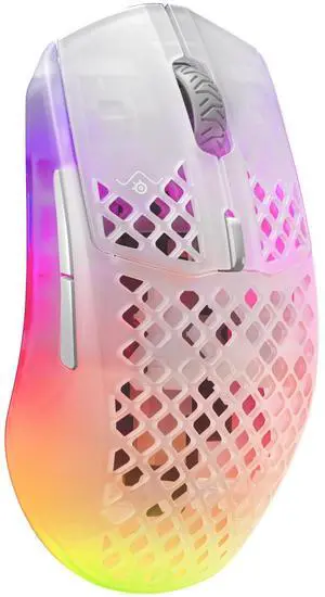 Aerox 3 Wireless - Holey RGB Gaming Mouse - 18K DPI TrueMove Air Optical Sensor - Ultra-Lightweight Water Resistant Design - Ghost