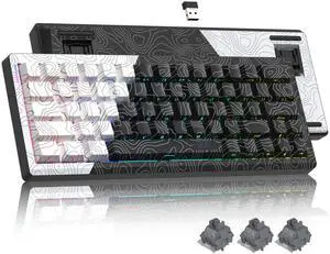60% Percent Keyboard Wireless with QMK/VIA, Gaming Keyboard Topographic, Creamy Mechanical Key Board, RGB Custom Gasket Hot Swappable for Windows & Mac-POM Linear Switch (Q61)