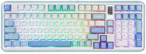 Vibe99 Wireless Gaming Keyboard with 1.06'' Screen, 96% Hot Swappable Creamy Mechanical Keyboard with Gasket Structure, BT5.0/2.4GHz/USB-C, 5-Layer Padding, RGB, NKRO for Win/Mac (Blue)