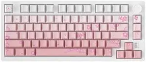 EK75PRO Sakura Pink Wireless Mechanical Gaming Keyboard,75% Hot Swap Creamy Keyboard with Knob,RGB Backlit,Gasket Custom Structure,Side Printed PBT Keycaps,2.4Ghz/BT5.1/USB-C, for Win/MAC