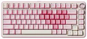 B75 PRO Wireless Mechanical Keyboard,75% Layout with Knob,Hot Swap Gasket Custom Structure,Creamy Pre-lubed Switches,RGB Backlit,Bluetooth/Type-C/2.4G for Win/Mac(Milk Switch,Pink)