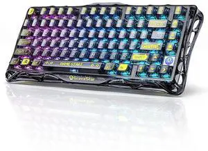 Mercury K1 Lite 75% Gaming Keyboard, 2.4GHz/BT/Wired Tri-Mode Wireless Keyboard, Gasket Hot Swappable Mechanical Keyboard, Pre-lubed Linear Switches, RGB Backlit - Transparent Black