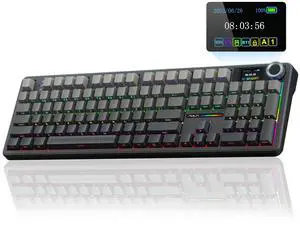 F108 PRO - Wireless Mechanical Keyboard with Screen & Knob,Full Size Keyboard with 8000mAh Battery,Pre-lubed Switches,Side Printed PBT Keycaps,RGB Backlit Hot Swappable Custom Gaming Keyboards
