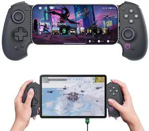 S9 Full-Size Gaming Phone Controller for iPhone 15/16, iPad Mini 6/7, Android Tablet, BluetoothType-C Mobile Gamepad with Free Key MappingApp, for Genshin Impact & Zenless Zone Zero, Hall Joystick