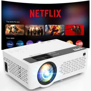 Netflix-Officially-Licensed Mini Projector with WiFi and bluetooth, 1080P Full HD Portable Projector, Movie Projector Compatible with TV Stick Smartphone/HDMI/USB, indoor & outdoor use