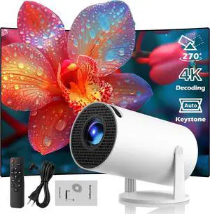 2025 Mini Projector with WiFi and Bluetooth, Portable Projector Full HD 4K Support with Automatic Vertical Keystone Correction 270° Rotation Projector and Android 11.0 Smart Projector