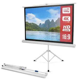 50 Inch Portable Projector Screen with Tripod Stand  Lightweight, Durable, Easy Pull Setup Mobile Projection Screen with 4:3 Aspect Ratio, White Matte Fabric for Indoor/Outdoor Use