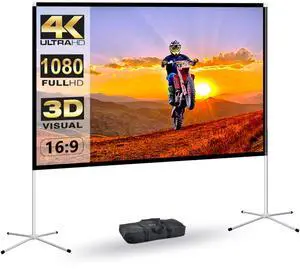 Portable Projector Screen 60inch,Movie Projection Screen,Indoor Projector Screen and Stand, 16:9 Projector Screen 4K HD Wrinkle-Free Lightweight