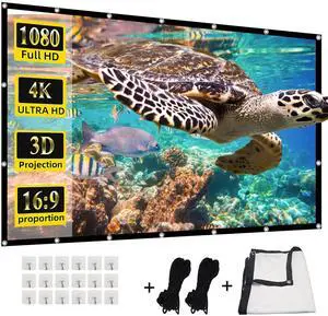 4K 16:9 HD Foldable Projection Screen - Double-Sided Portable Outdoor Projector Screen for Movie Home Theater Yard Travel (200 inches)