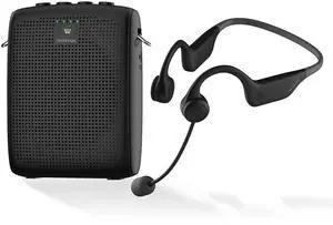 Voice Amplifier Wireless Microphone Earhook, Porable Speaker and Mic for Teachers, Mini PA System with Crystal-Clear Original Sound, Fitness Ear-Secured Microphone for Public Speaking WB007