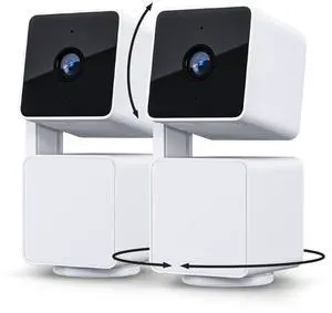 Cam Pan v3 Indoor/Outdoor IP65-Rated 1080p Pan/Tilt/Zoom Wi-Fi Smart Home Security Camera with Color Night Vision, 2-Way Audio, Compatible with Alexa & Google Assistant, White, 2-Pack