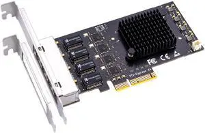 BUCIER LE8445 4-Port 2.5Gb PCIe Network Card for Desktop PC, 2500/1000/100Mbps Gigabit Ethernet RJ45 LAN Port, PCIE X4 Interface, Regular & Low Profile Bracket