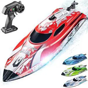 RC Boat, 12 inch Remote Control Boat for Kids and Adults, 25 KPH Fast RC Speed Boats with 700mAh Battery, Ideal Waterproof Toy Boats for Lakes & Pools - TX126 Red