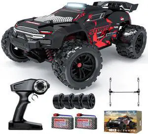 1:18 Scale All Terrain RC Cars, 40km/h High Speed Remote Control Car, 2.4Ghz RC Car Toys Gifts for Kids and Adults, 4WD Electric Vehicle with 2 Rechargeable Batteries, Off Road Monster Truck