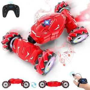 RC Stunt Cars, Gesture Sensing Remote Car Toys for 6-12 Boys Girls, 2.4Ghz Hand Remote Control Car with Spray Lights Music 360° Rotation 4WD Off-Road, Birthday Xmas Gifts for Kids Age 6-12