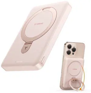10000mAh Magnetic Portable Charger Power Bank for iPhone, Fast Charging Travel Essential Wireless Battery Pack OStand Compatible with Magsafe, i Phone 16 Pro Max,Pro,15,14,13,12, Rose Gold