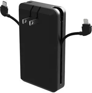 Powerstation Plus Ultra 10,000mAh Power Bank - Integrated USB-C and Lightning Cables and Foldable Wall Prongs  Fast Charging for Smartphones, Tablets, and More