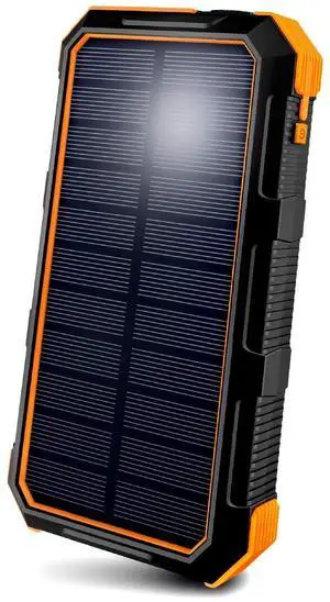 24,000 mAh Fast Charging Solar Power Bank, Portable Solar Charger External Battery Bank | LED Flashlight, IP67 Waterproof, Dustproof, Shockproof for Camping, Travel & Emergency Use