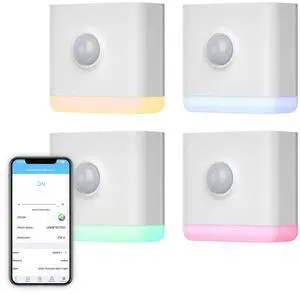Multi-Function Night Light 4 Pack, Zigbee Repeater, 3-in-1 Combines a Motion Sensor, a Illumination Sensor and RGB Color Night Light, 1-100% Adjustable Brightness, Zigbee hub Required