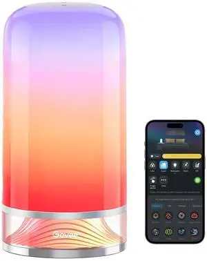 RGBIC Smart Table Lamp 2, Touch Bedside Small Table Lamp Work with Matter, Alexa, LED Desk Lamp with 64 Scene Modes, Color Changing Lamp for Bedroom Living Room Dimmable Night Light(Corded)