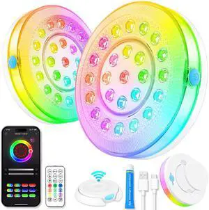 Pool Light, Rechargeable Smart Magnetic Underwater Floating Lights with Remote Control & APP, 4000mAh 300+ Dimmable IP68 Waterproof Light for Above/In Ground Swimming Pools, Ponds, Bathtubs, Party