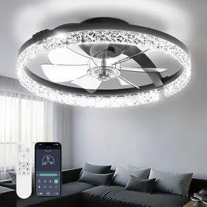 Ceiling Fans with Lights and Remote Low Profile Flush Mount LED Ceiling Fan with Lights 3000K-6500K Dimmable Foldable Fandelier Light 6 Wind Speeds Night Light for Bedroom Living Room Black Ceiling Fans with Lights and Remote Low Profile Flush Mount LED Ceiling Fan with Lights 3000K-6500K Dimmable Foldable Fandelier Light 6 Wind Speeds Night Light for Bedroom Living Room Black