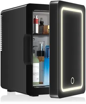 Mini Fridge 6L for Bedroom, Makeup Little Refrigerator with LED Light Portable Cosmetic Fridge for Dorm and Office, Desk Personal Cooler for Beauty Skincare Product and Food, Black