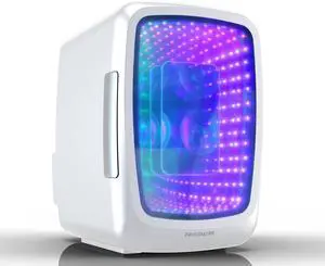 EFMIS179 Gaming Light Up Mini Beverage Refrigerator, White