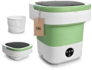 Portable Washing Machine, 16L Mini Washer Foldable and Dryer with 3 Modes Deep Cleaning, Upgraded Small Collapsible Laundry for Travel, Home, Apartment, Hotel and camping