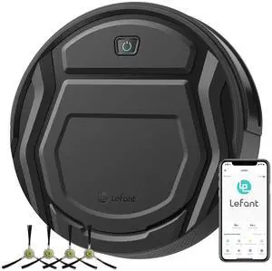 M210 Robot Vacuum Cleaner, 120-Min Runtime, Compact Design, Powerful Suction, Low Noise, Wi-Fi/App/Voice Control, Self-Charging, Scheduled Cleaning, Ideal for Pet Hair and Hard Floors, Black