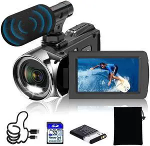 Video Camera Camcorder HD 4K 48MP Digital Cameras Recorder for YouTube TikTok 3 Inch 270 Degree Rotation Screen 18X Zoom Vlogging Camcorders for Kids,Teens,Students,Beginners,Elders