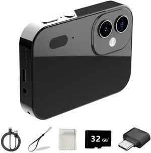 D6 Digital Camera with Auto Focus & 4K Video Recording - 64MP Portable Compact UHD Camera, 16X Digital Zoom, Anti-Shake, Includes 32GB Card - for Teens & Adult Beginners (Black)