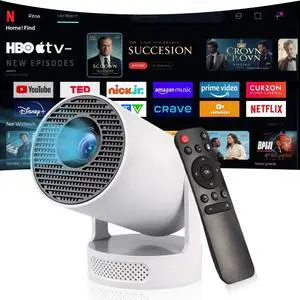 Mini Projector, HY300Ultra Portable Projector with WiFi 6 and Bluetooth 5.4, 4K Support,5W Soundbase Speaker, Android11.0, 180° Rotation, Compatible with TV Stick Smartphone HDMI