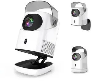 Unitedtime Projector Native 1080p Support 4K Integrated 180°Adjustable Stand with WiFi and Bluetooth Portable for Home Theater Support HDMI, USB, PC, TV Box, Model:Tz2