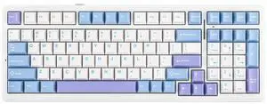 x Aula F99 Wireless Mechanical Keyboard, Hot Swappable Gasket Custom Gaming Keyboard with Five-Layer Padding, Bluetooth/2.4GHz/USB-C, 8000mAh Battery (White Light Blue, Graywood V3 Switch)