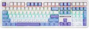 Aula F108 Wireless Gaming Keyboard, Full Size Mechanical Keyboard with 4000mAh Battery, 108 Hot-Swappable and Programmable Keys, RGB Backlight, for Mac/PC/Android (White&Blue)