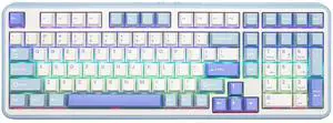 TH99 Wireless Mechanical Keyboard with Lubed Silent Switch, Quiet Gaming Keyboard, 8000mAh,Creamy Gasket,RGB Backlit,Numpad,PBT Keycap,Hot Swappable,for Gamers/Office (Blue&White)