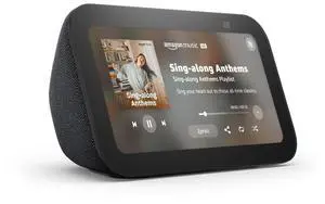 Echo Show 5 (newest model), Smart display with 2x the bass and clearer sound, Charcoal