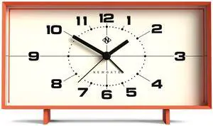 Wideboy Alarm Clock | Rectangular Retro Design | Pumpkin Orange | Mid Century dial | Ideal for Bedside, Desk, Mantel or Shelf | Retro Bedroom & Office Accessory